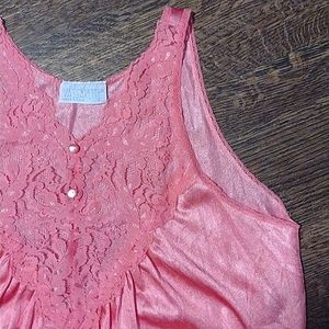 Vintage Vassarette pink nightgown with lace and buttons size small